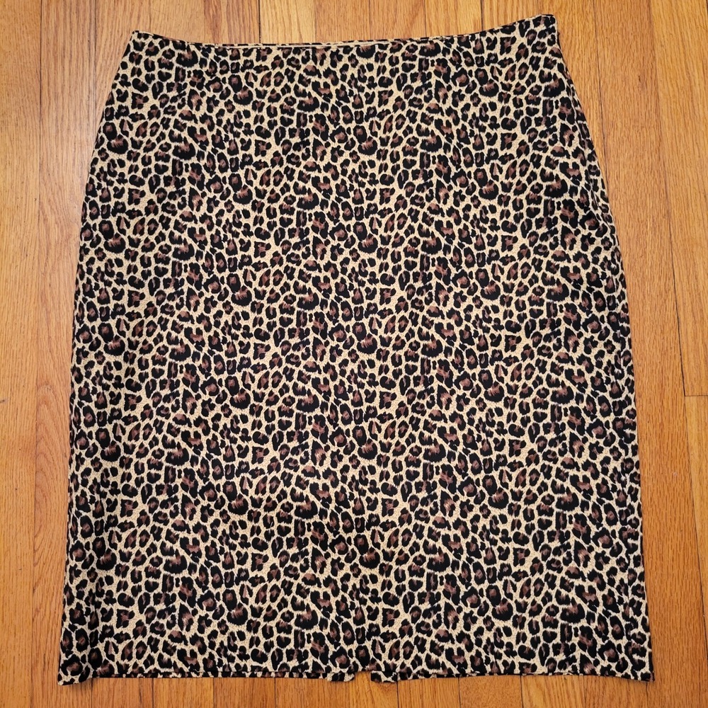 Cato 14 Leopard Print Pencil Skirt‎ Back Slit Career Office Twee Whimsigoth